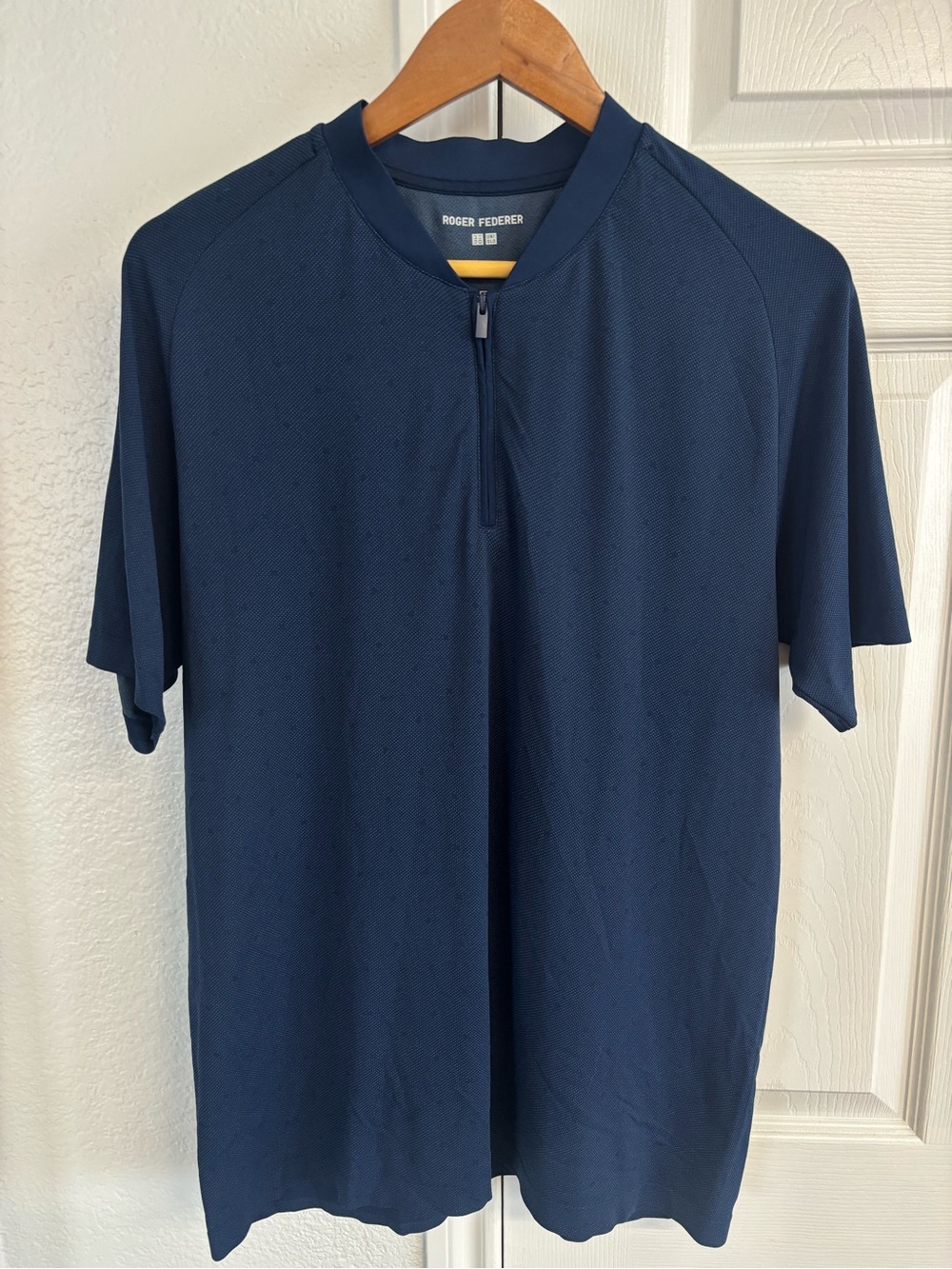 Roger Federer Performance Tennis Uniqlo Dry Navy Blue Ex Polo Activewear Shirt